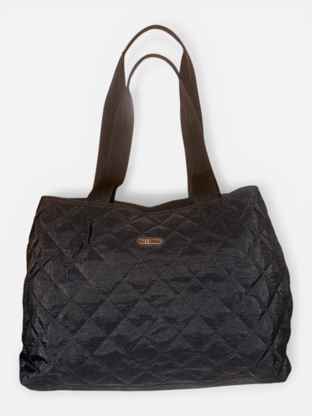 Baggallini Large Quilted Travel Duffle Black Nylon 3 Compartment Tote Wristlet - Picture 3 of 10